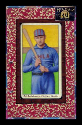 Picture, Helmar Brewing, T206-Helmar Card # 411, Ed DELAHANTY (HOF), Striped cap, Philadelphia Phillies